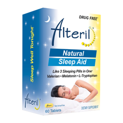 Alteril Sleep Aid Tablets with 60 count, 5 mg Melatonin, L-Tryptophan & Valerian - Drug-Free, Non-Habit Forming