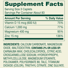 Spring Valley Calcium, Magnesium & Zinc Plus Vitamin D3 Coated Caplets, 250 Count