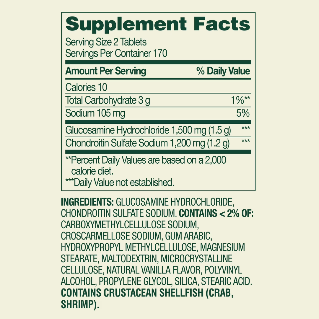 Spring Valley Triple Strength Glucosamine Chondroitin Tablets Dietary Supplement Value Size, 340 Count