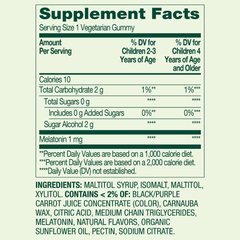 Spring Valley Zero Sugar Kids Melatonin Sleep Support Dietary Supplement Gummies, Blackberry and Raspberry, 1 mg, 60 Count