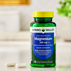 Spring Valley Magnesium Sleep Support Bone & Joint Health Dietary Supplement Vegetarian Capsules, 200 mg, 60 Count