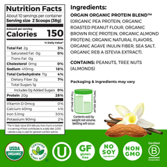 Orgain X JUSTIN’S® Organic Plant & Nut Butter 20g Vegan Protein Powder, Vanilla Almond Butter 13.28oz