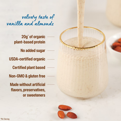 Orgain X JUSTIN’S® Organic Plant & Nut Butter 20g Vegan Protein Powder, Vanilla Almond Butter 13.28oz
