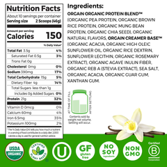 Orgain Organic Vegan 21g Protein Powder, Plant Based Shake Drink, Vanilla Bean 1.02lb