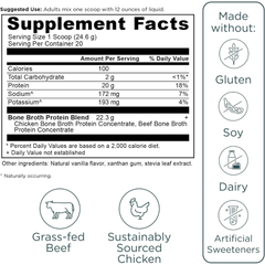 Ancient Nutrition Grass Fed, Cage Free, Bone Broth Protein Powder, 20g Protein, Hydrolyzed Collagen Peptides, Keto & Paleo Friendly, Supports Joint, Gut Health, Vanilla, 20 Servings