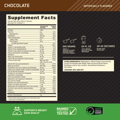 Optimum Nutrition Serious Mass, Chocolate, Weight Gainer Protein Powder, Mass Gainer, 3 lb